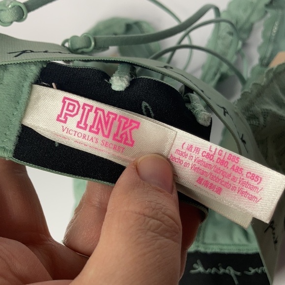 Pink Victoria’s Secret Lace Strappy back bralette green size large - Picture 6 of 7